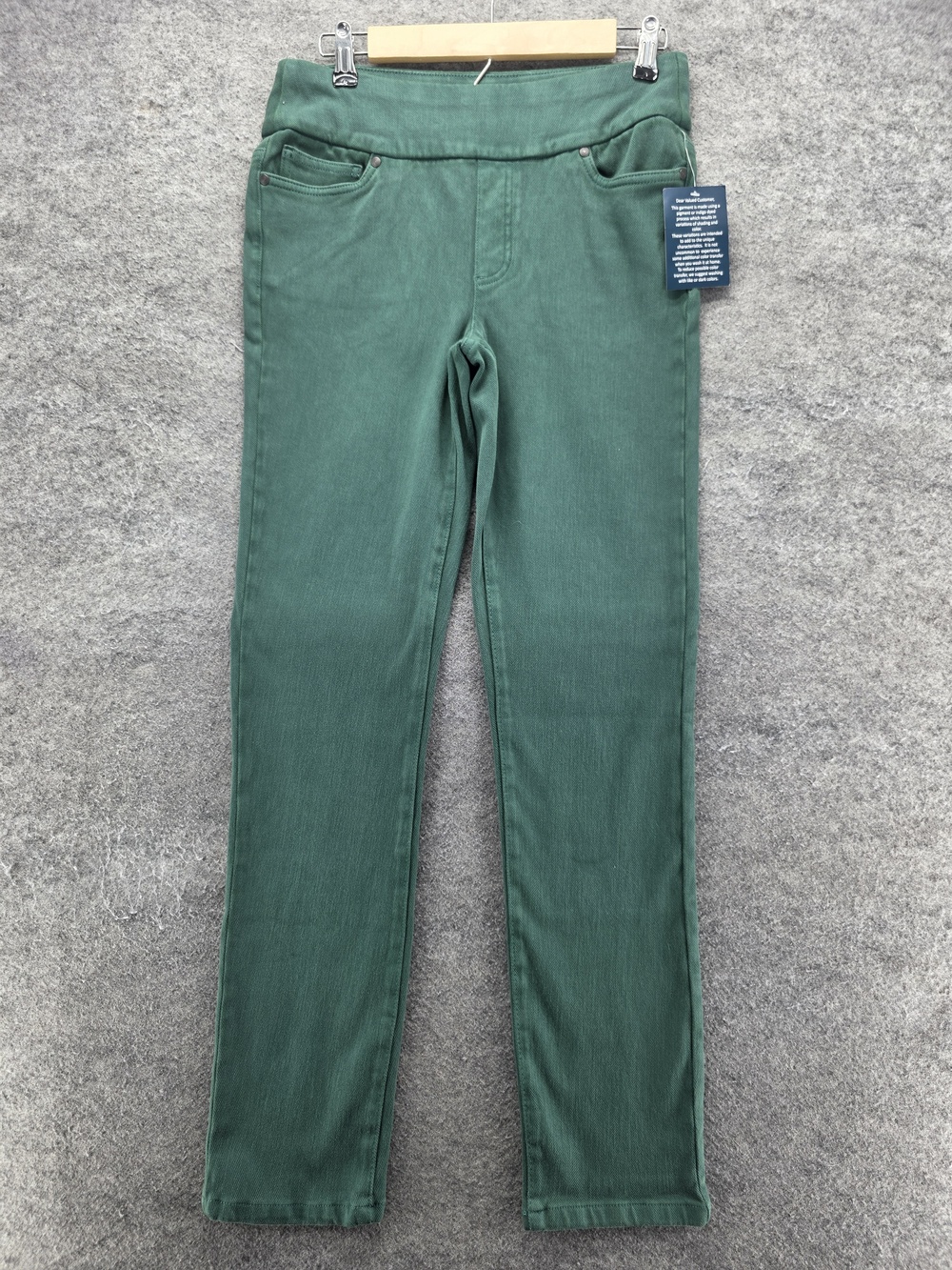 Coldwater Creek Jeans Womens 6 Green Knit Denim Mid Rise Slim Leg 30.5 Inseam